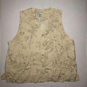 White Stag Beige Floral Button-Up Vest